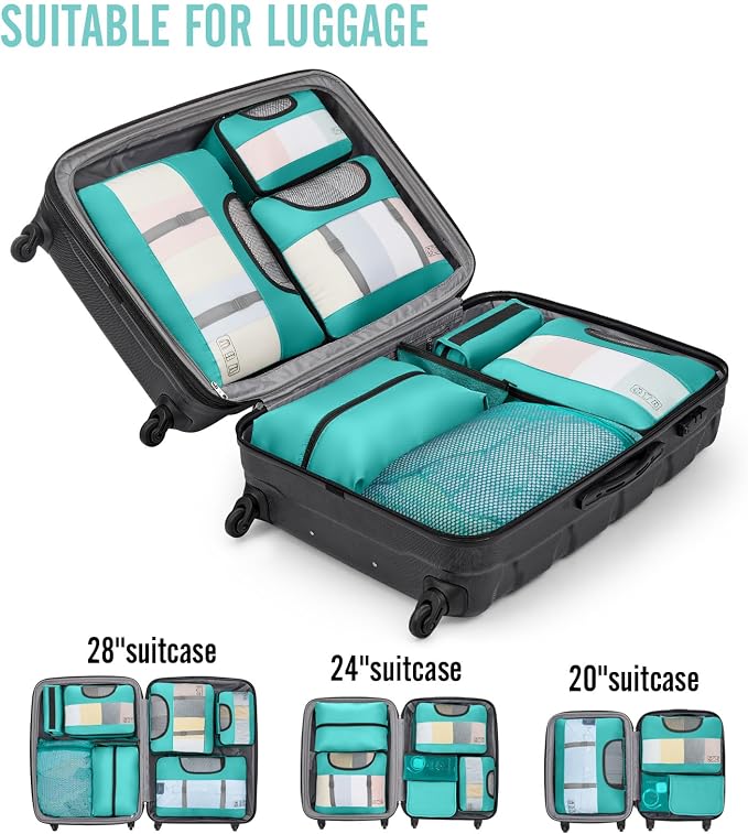 Veken 8 Set Packing Cubes for Travel Essentials, Suitcase Organizer Bags in 4 - Image 6