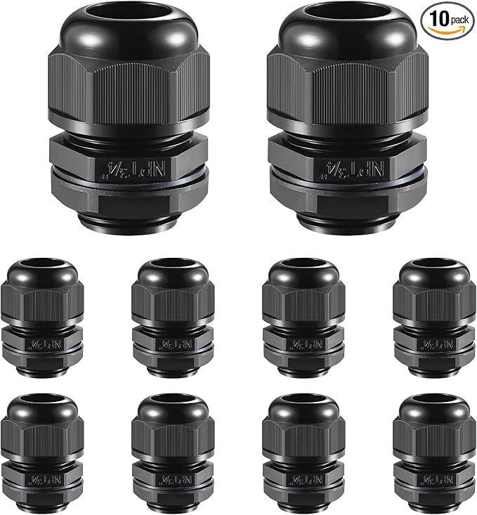 RTHIEAI 10 PCS 3/4" NPT Nylon Cable Gland Joints by RTHIEAI