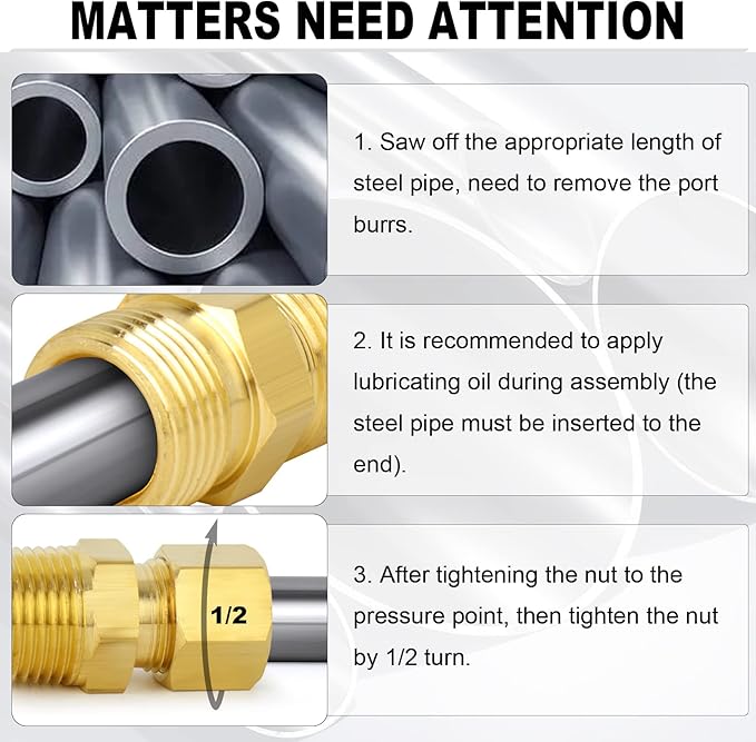 ChillWaves Brass Compression Tube Fitting, 3/16" OD x 1/4" NPT Male Compression - Image 5