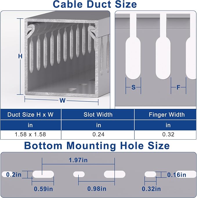 1.6"H x 1.6"W Cable Raceway, 12ft Under Desk Wire Management Channel, 4 Pack - Image 2