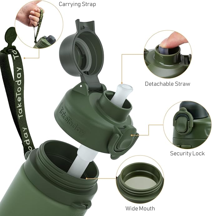 TakeToday Collapsible Water Bottles 20oz, Leak Proof, Foldable Silicone Travel - Image 7