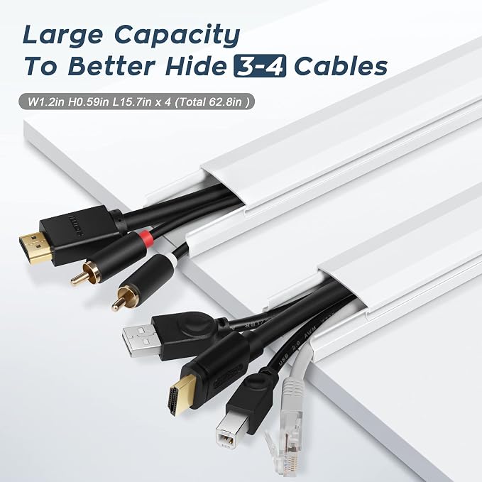 PVC Cord Hider Cable Management Wall, 62.8in TV Cable Hider | Paintable Cable - Image 3