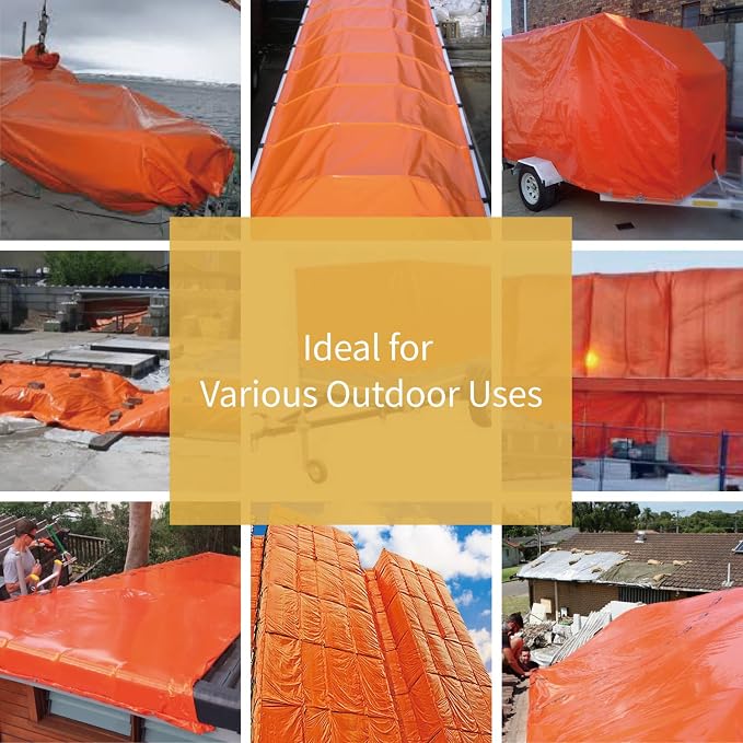 GUARD SHIELD Orange Tarp 10x10 Feet Tarps High Visibility Outdoor Poly Cover - Image 5