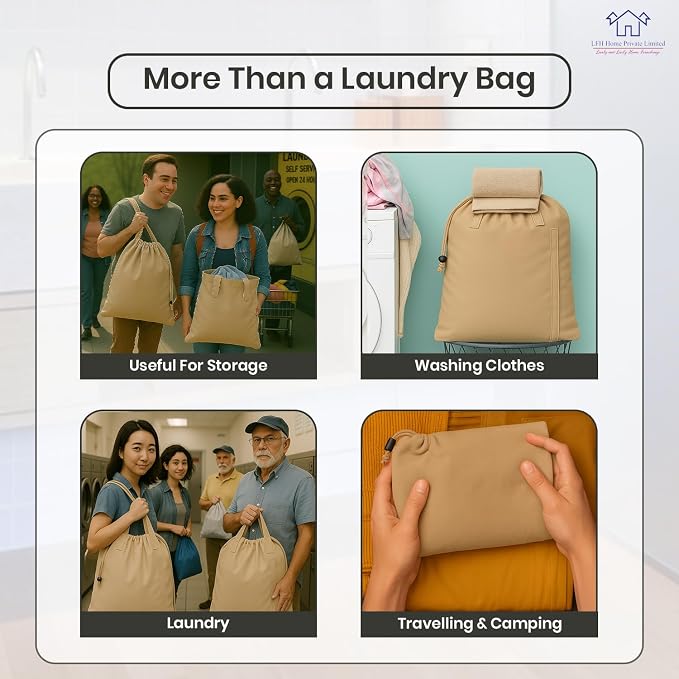 LFH Home Cotton Canvas Large Laundry Bag - Image 6