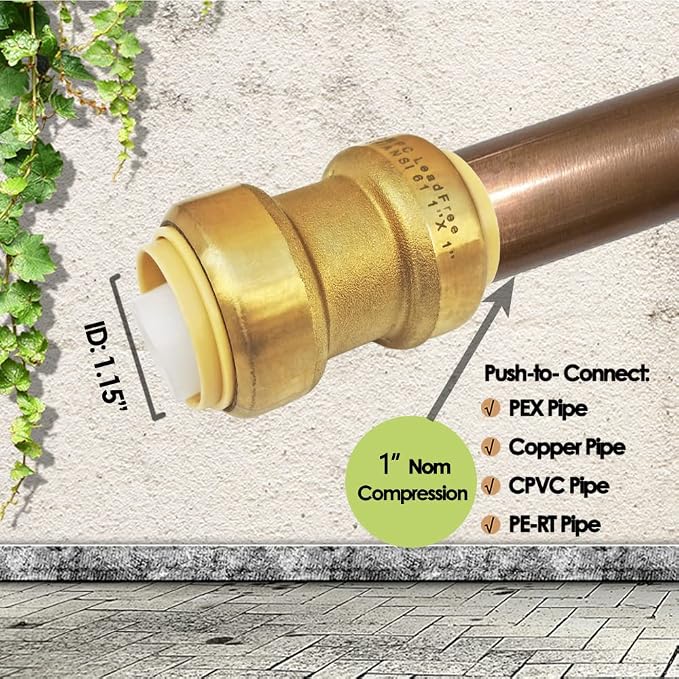 1" Pex Fitting Straight Coupling Push Fit PEX Fittings, Push-to-Connect Copper - Image 8