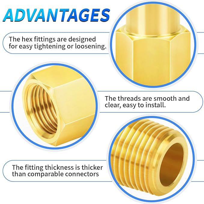 ChillWaves Brass Pipe Fitting, Long Nipple Pipe 3/4" NPT Male x 3/4" NPT Female - Image 4