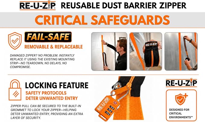 RE-U-Zip Reusable Dust Barrier Zipper, Replaceable & Lockable, Cost-Effective - Image 3