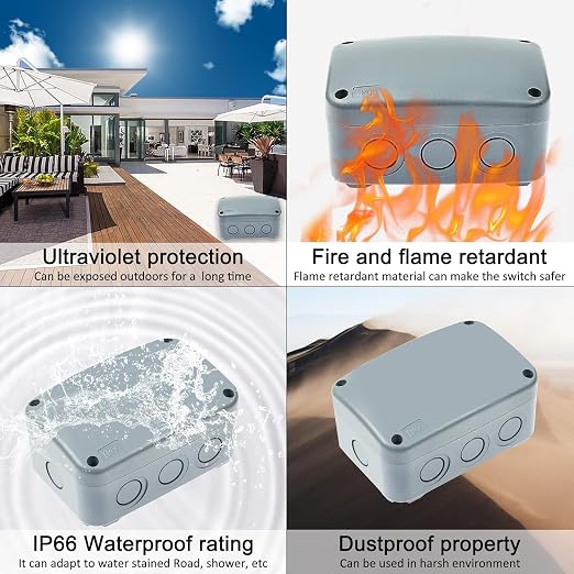 2PK Electrical Junction Box, Nineleaf IP66 Weatherproof Junction Box, 4.9"x - Image 4