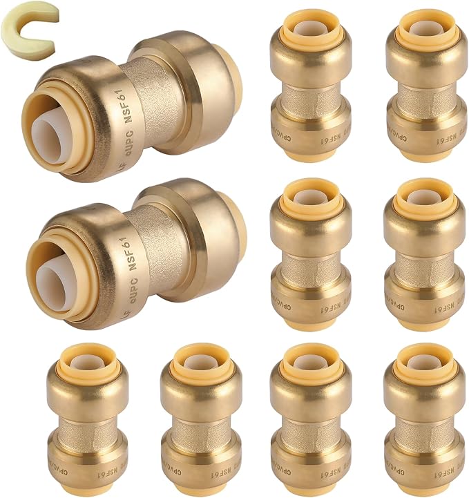 10PC HeSun Pushfit Coupling, 1/2"x1/2" Push to Connect Plumbing Fittings | by HeSun