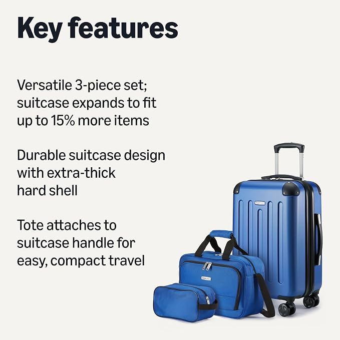 Amazon Basics 3-Piece Luggage Set, Including One Carry-On Luggage, One 15-inch - Image 2