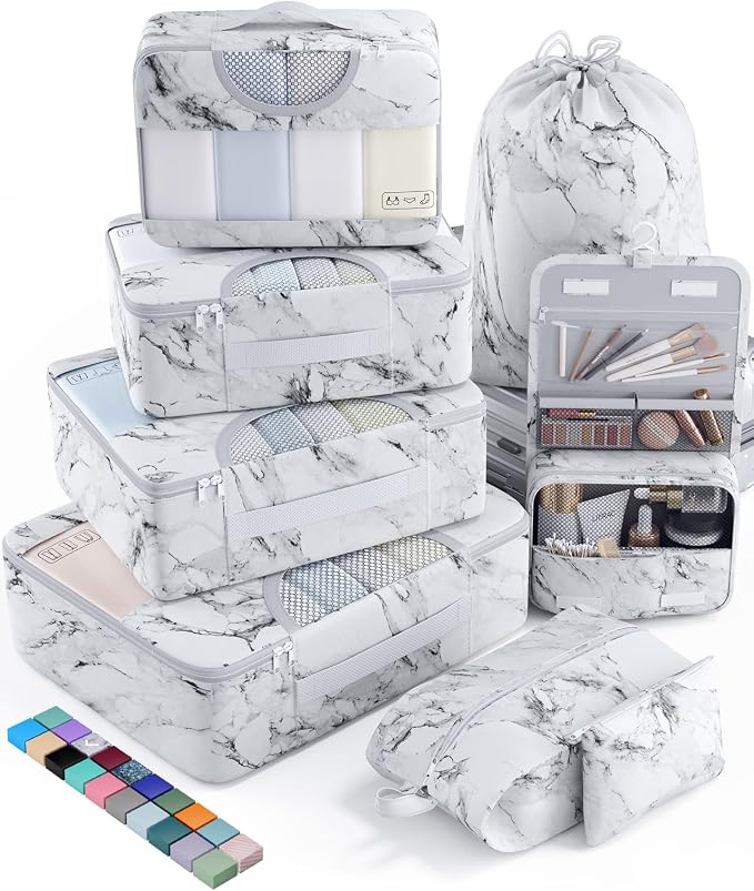 Veken 8 Set Packing Cubes for Travel Essentials, Suitcase Organizer Bags in 4 by Veken