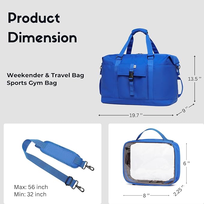 SUNNY BIRD Duffel with Utility Pouch, 40L Weekender Overnight Bag with Shoe - Image 7