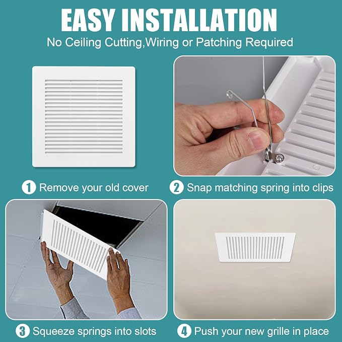 ( 3-Pack 9" BP90 Spring Bathroom Exhaust Fan Cover 9-1/4" x 9" Vent Cover - Image 3