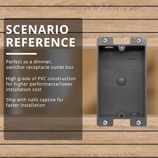HXH 1-Gang Old Work Shallow Outlet Box, 8 Cu in, ETL Certified, 6 Pack | PVC - Image 3