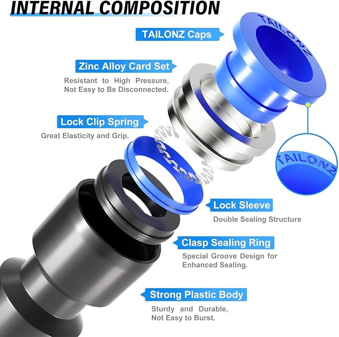TAILONZ PNEUMATIC 6mm od Push to Connect Fittings Pneumatic Fittings Kit 10 - Image 4