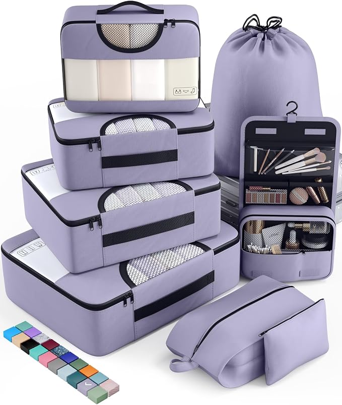 Veken 8 Set Packing Cubes for Travel Essentials, Suitcase Organizer Bags in 4 by Veken
