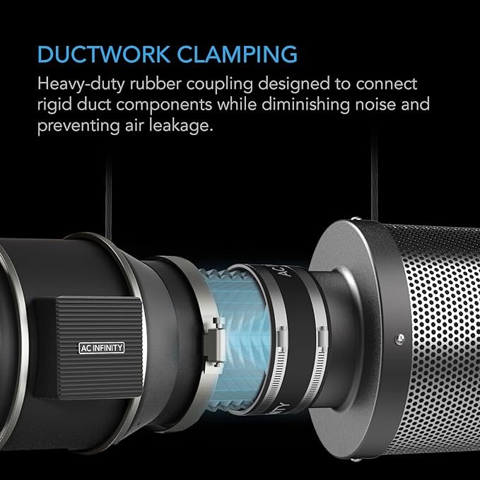 AC Infinity Noise Reduction Clamp 8-Inch, Duct Coupler. | Stainless Steel Clamps - Image 2