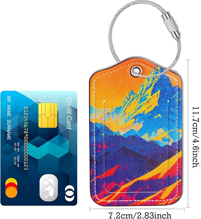 Luggage Tags for Suitcases-Leather Luggage Tag 4 Pack - Image 3