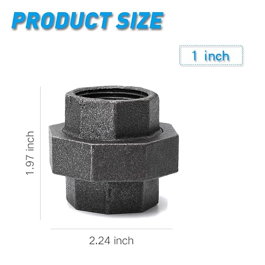 1" Cast Iron Union, Home TZH 4 Pack 1" Industrial Malleable Female Pipe Fitting - Image 2
