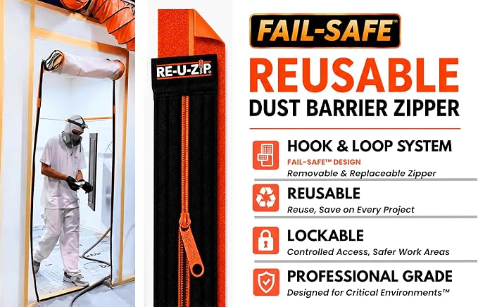 RE-U-ZIP Reusable Dust Barrier Zipper, Fail-Safe™, Replaceable & Lockable - Image 2