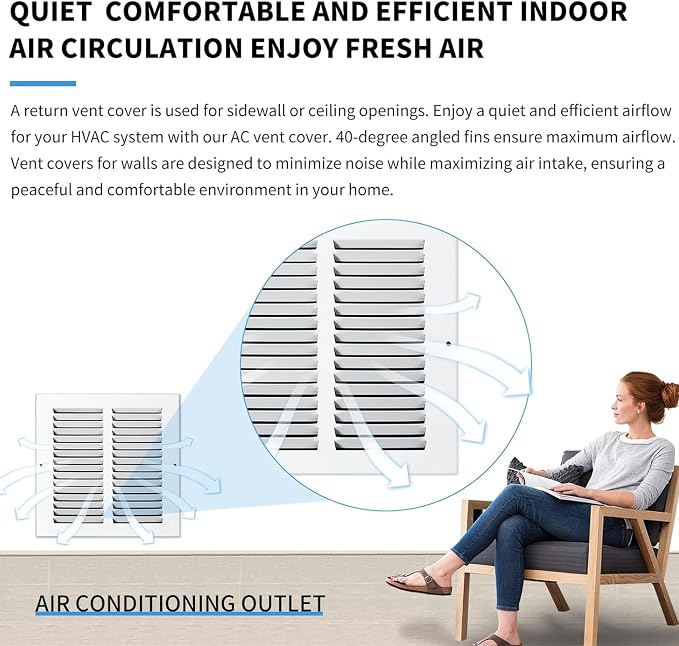 Fits 24x8 Duct Opening | Steel Return Air Grille, Air Return Vent Cover - Image 6