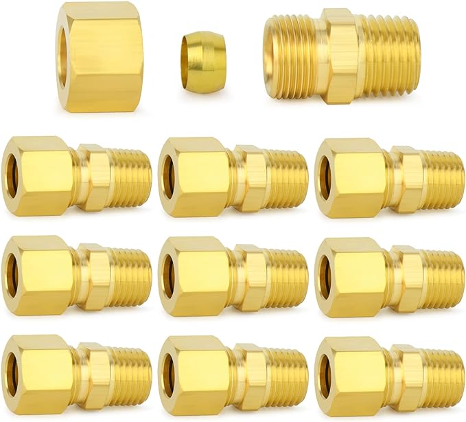 ChillWaves Brass Compression Tube Fitting, 1/4" OD x 1/8" NPT Male Compression by VisittheCHILLWAVES