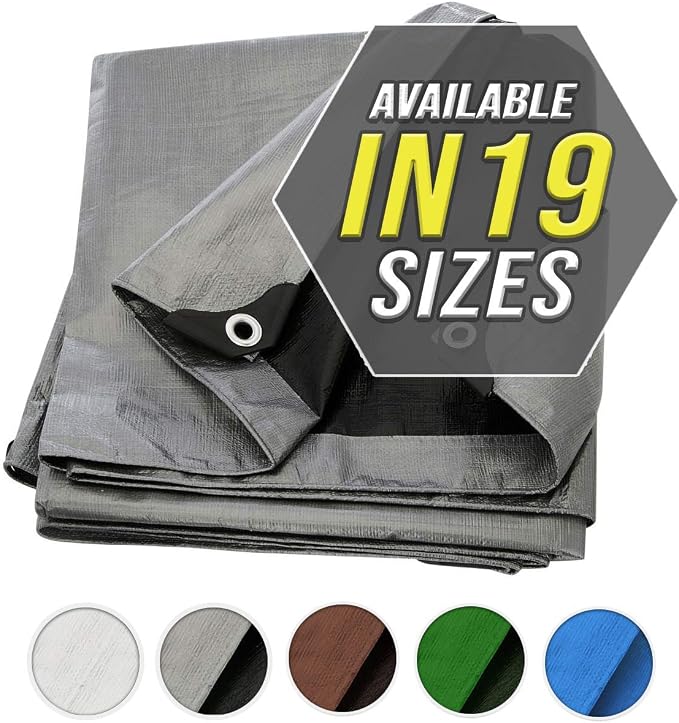 Trademark Supplies Tarp Cover 20X20 Silver/Black Heavy Duty Thick Material by Trademark+Supplies