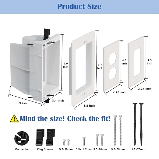 Recessed Outlet/Electrical Box Single Gang, DVFR1W-1 Recessed Receptacle Outlet - Image 2