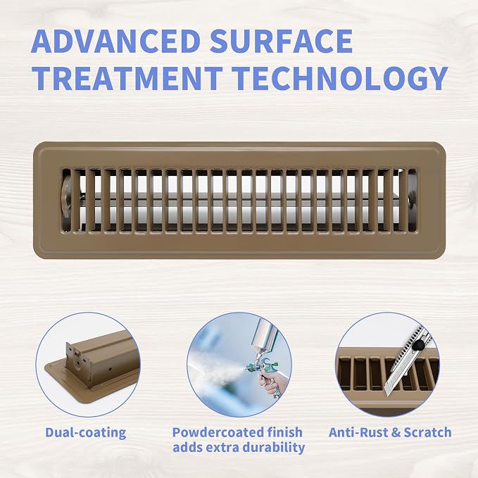 Howeall 2 Pack Floor Register 2" x 12" Inch Heavy Duty Floor Vents, Metal Heat - Image 3