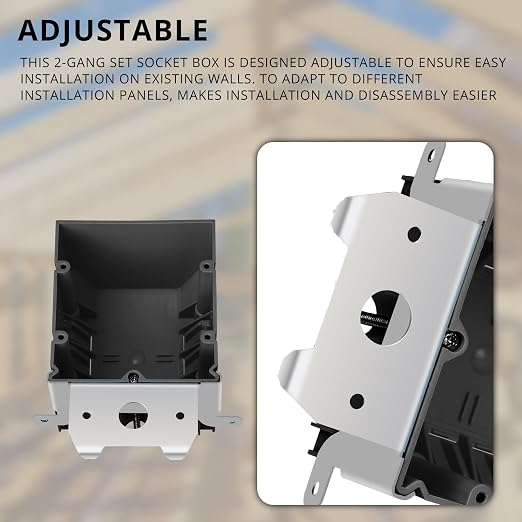 2-Gang Black Non-Metallic PVC Adjustable Electrical Box, 34 Cubic Inch. – - Image 2