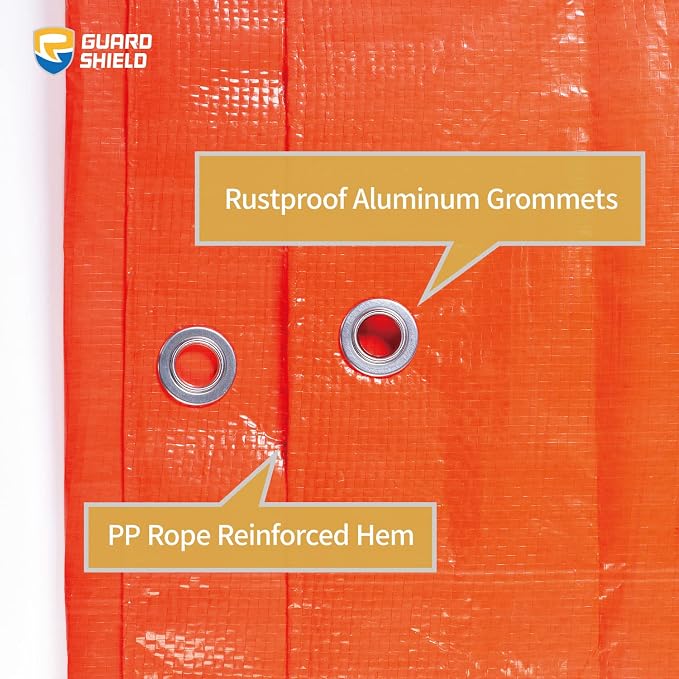 GUARD SHIELD Orange Tarp 12x12 Feet Tarps High Visibility Outdoor Poly Cover - Image 3