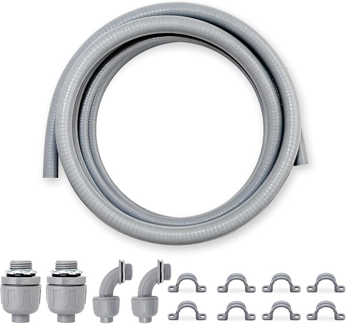 3/4 inch 10 Foot Liquid-Tight Conduit Kit, Flexible Non Metallic Electrical by Wocloer