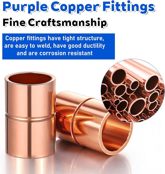 1/2 Inch Straight Copper Fittings 10 Pcs Copper Pipe Welding Joint Pipe - Image 3