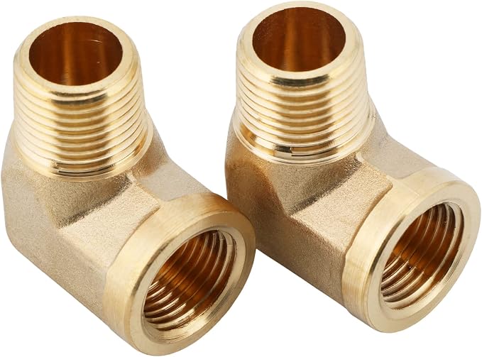 U.S. Solid 2pcs 90 Degree Barstock Street Elbow Brass Pipe Fitting 3/8" NPT - Image 5