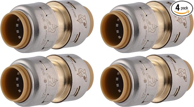 SharkBite Max 1/2 Inch Coupling, Push to Connect Brass Plumbing Fitting by SharkBite