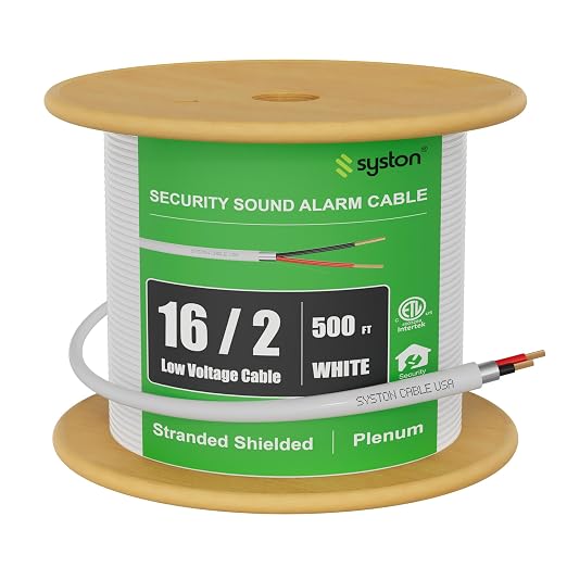 Syston 16/2 Alarm Control Cable, Stranded Copper, CMP Shielded, 500 FT | 16 AWG by SystonCableTechnology