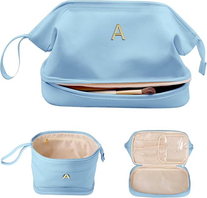 Mom Gift Basket, Large Makeup Bag, Travel Essentials, Personalized Double Layer by Vogewood