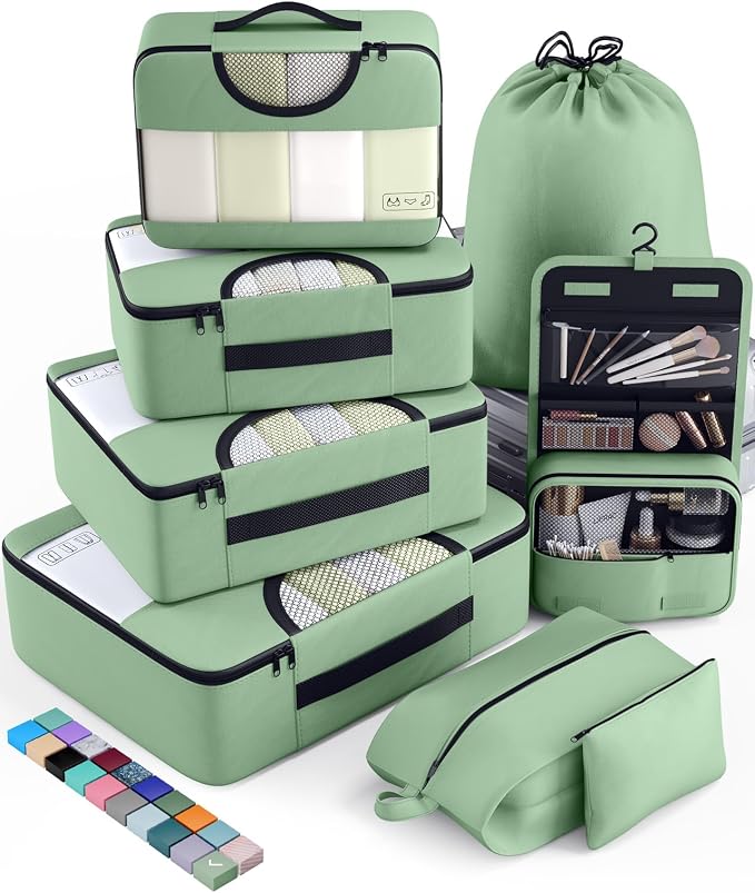Veken 8 Set Packing Cubes for Travel Essentials, Suitcase Organizer Bags in 4 by Veken