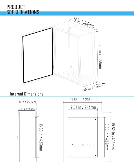 Waterproof Electrical Enclosure 20 x 12 x 10'', Outdoor Electrical Box - Image 2