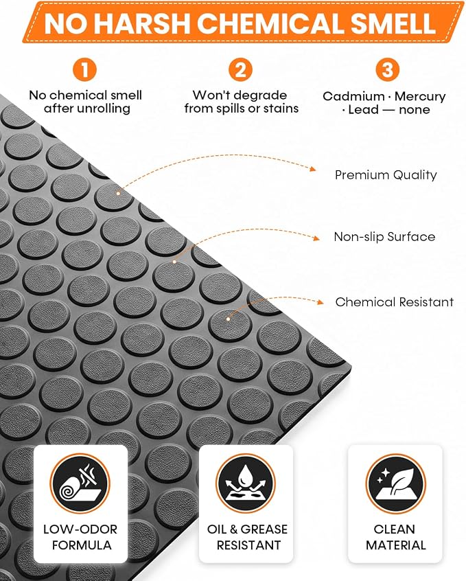 SEAL 6 x 15 FT Premium Garage Floor Mat, Solid 2.8mm Thick Lay-Flat Black - Image 6