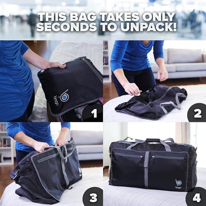 Bago Foldable Duffel Bags for Traveling Women & Men - 60L Medium Packable - Image 7