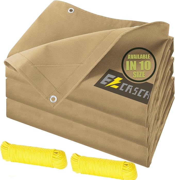 12’x20’ Canvas Tarps Heavy Duty Waterproof Tarpaulins by Ezcasch