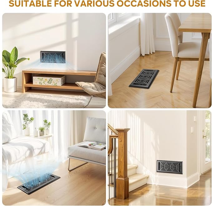 Floor Register 2x12 Inches, Heavy Duty Walkable Steel Floor Vents Easy Adjust - Image 5