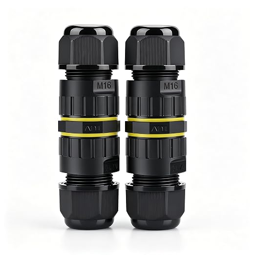IP68 Waterproof Junction Box 2 Way 3 Pin Outdoor Cable Connector | 2 Pcs M16 by WOODGUILIN