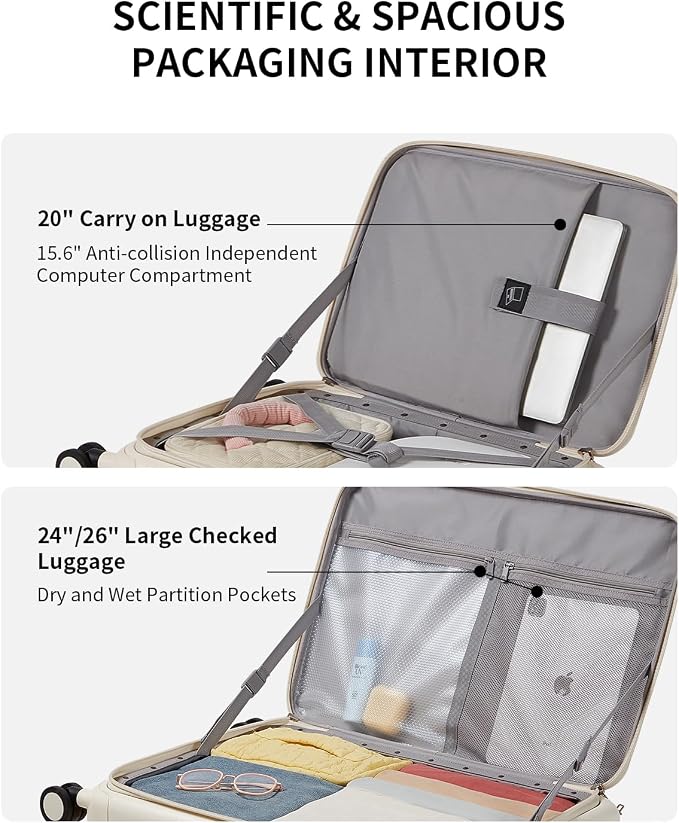 aji Expandable Top Open 26 Inch Checked Luggage - Image 5