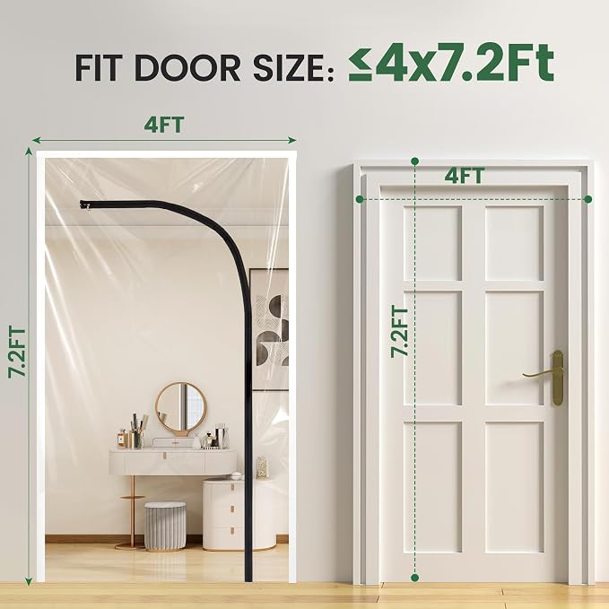 Voomey 4 x 7.2 ft Plastic Zipper Door Dust Protection Kit - Image 2