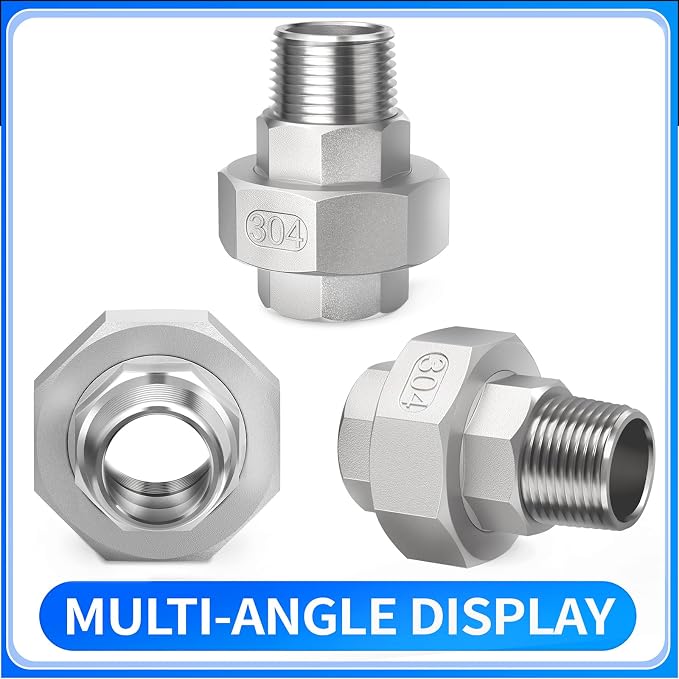 ChillWaves 304 Stainless Steel Cast Pipe Fitting, Union，3/4" NPT Male x 3/4" - Image 3