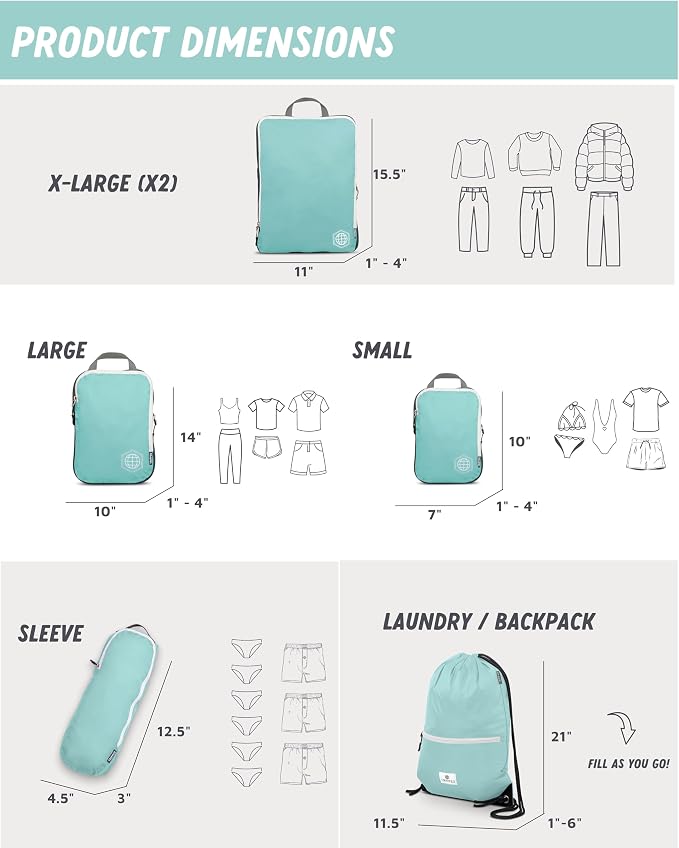 Extra Large Compression Packing Cube 6 Piece Set - Image 4