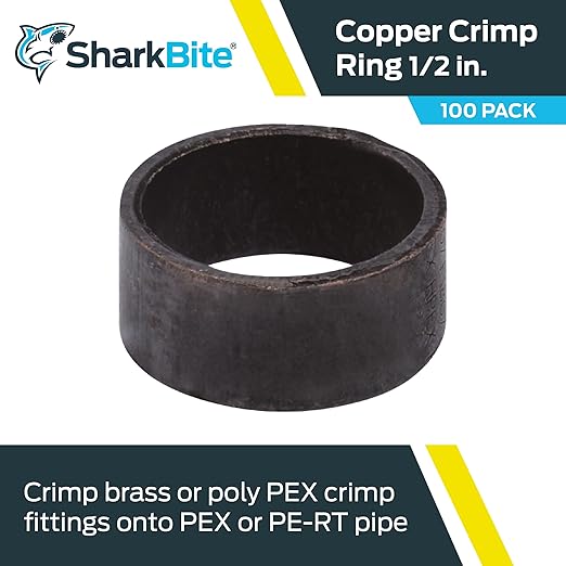 SharkBite 1/2 Inch Copper Crimp Rings, PEX Pipe, 23102CP100 - Image 2