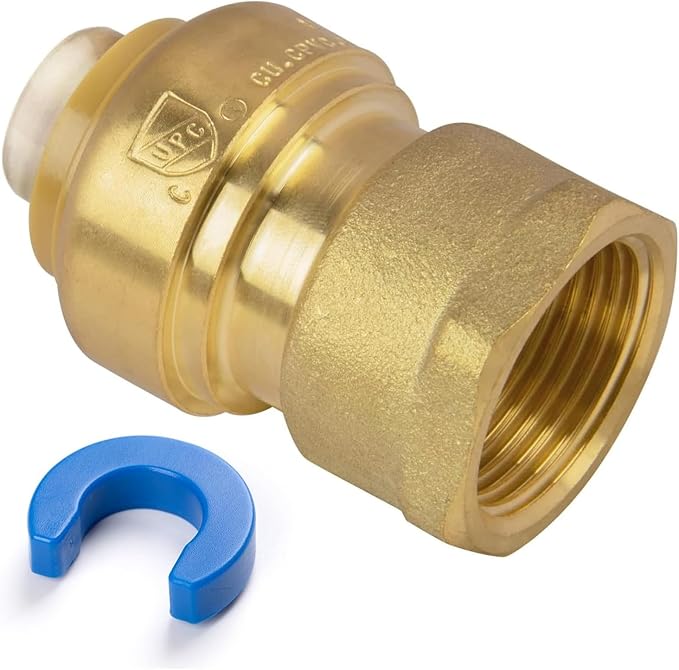 1/2" PTC to 1/2" NPT Female Adapter Push-Fit, Push to Connect Brass Plumbing by KAINGA